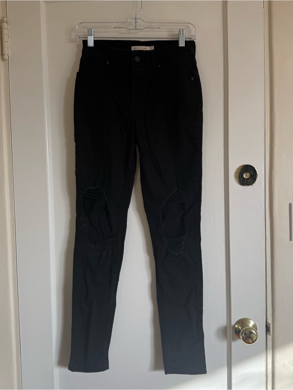 Levi's Black Skinny Jeans with Distressed Knees